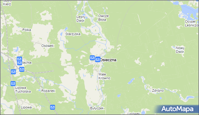 mapa Osieczna powiat starogardzki, Osieczna powiat starogardzki na mapie Targeo