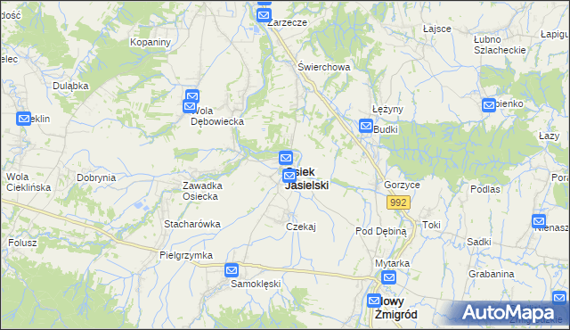 mapa Osiek Jasielski, Osiek Jasielski na mapie Targeo