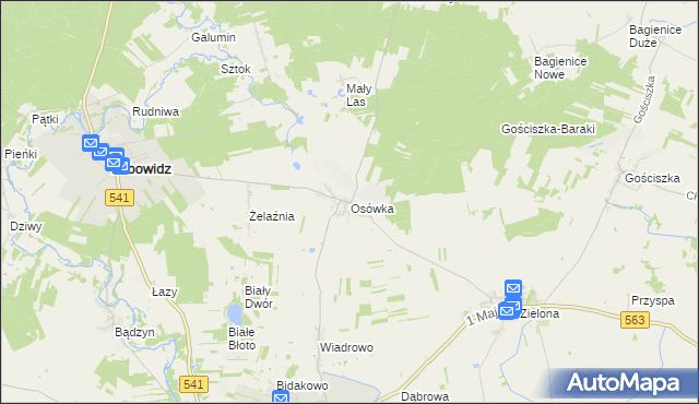 mapa Osówka gmina Lubowidz, Osówka gmina Lubowidz na mapie Targeo