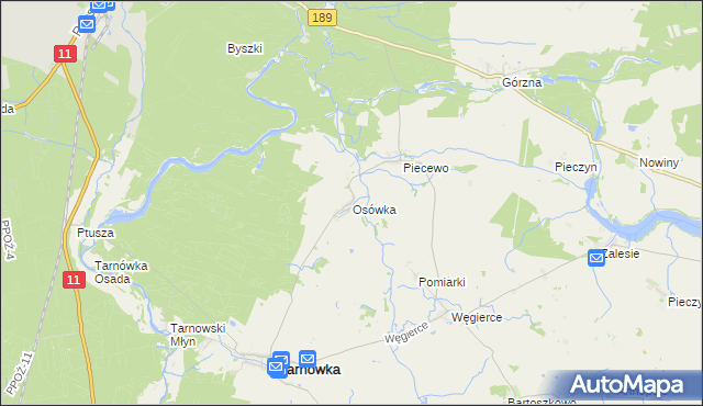 mapa Osówka gmina Tarnówka, Osówka gmina Tarnówka na mapie Targeo