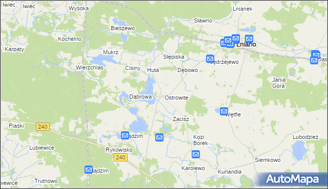 mapa Ostrowite gmina Lniano, Ostrowite gmina Lniano na mapie Targeo