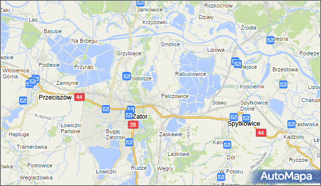 mapa Palczowice, Palczowice na mapie Targeo