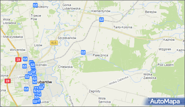 mapa Pałecznica gmina Niedźwiada, Pałecznica gmina Niedźwiada na mapie Targeo