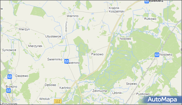 mapa Parsowo, Parsowo na mapie Targeo