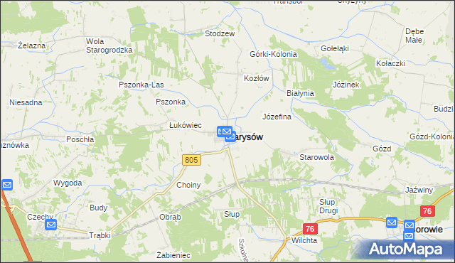 mapa Parysów, Parysów na mapie Targeo