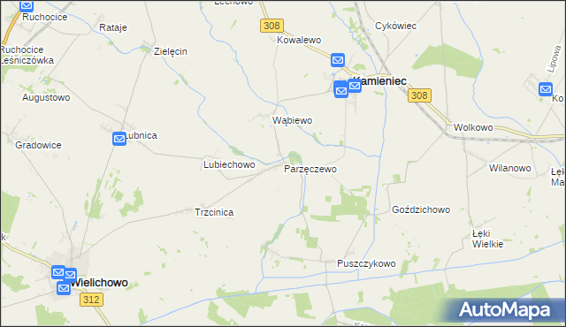 mapa Parzęczewo, Parzęczewo na mapie Targeo