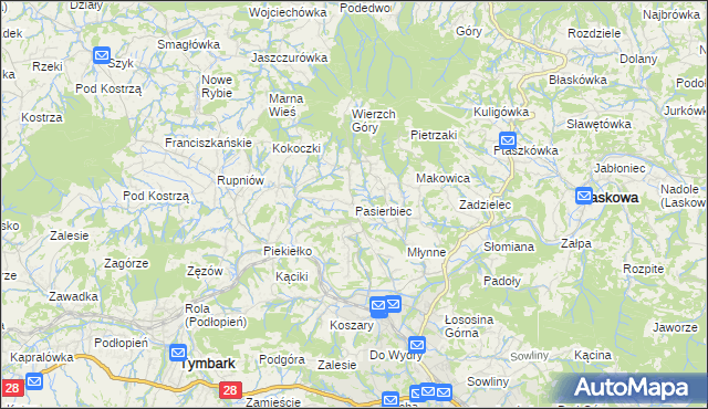 mapa Pasierbiec, Pasierbiec na mapie Targeo