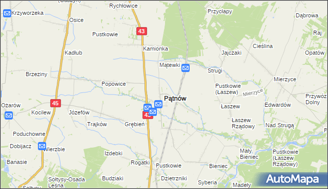 mapa Pątnów powiat wieluński, Pątnów powiat wieluński na mapie Targeo