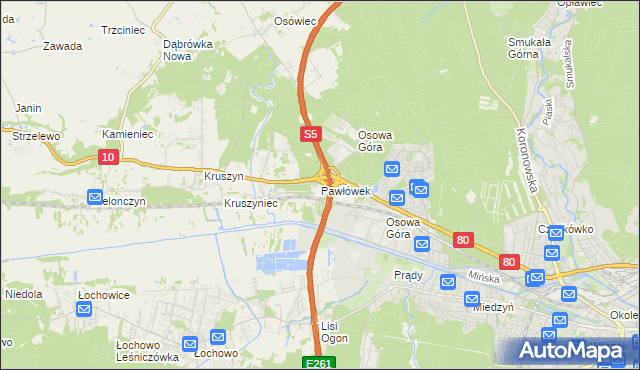 mapa Pawłówek gmina Sicienko, Pawłówek gmina Sicienko na mapie Targeo