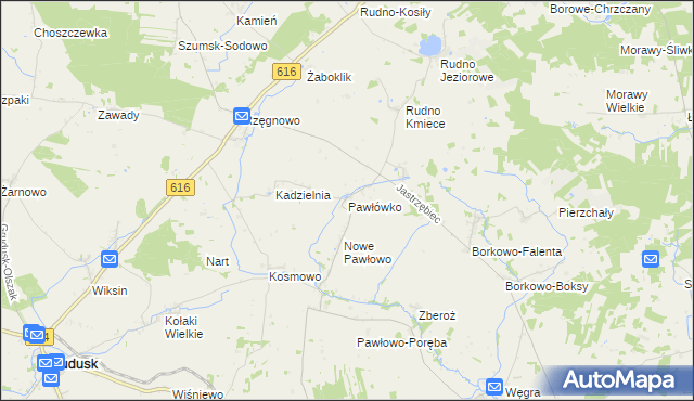 mapa Pawłówko gmina Czernice Borowe, Pawłówko gmina Czernice Borowe na mapie Targeo