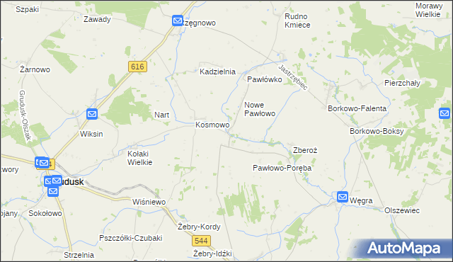 mapa Pawłowo Kościelne, Pawłowo Kościelne na mapie Targeo