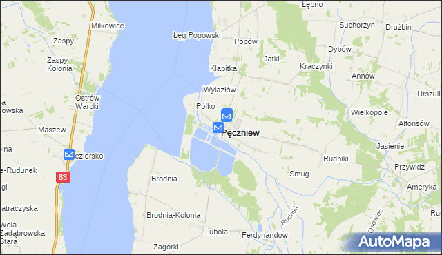 mapa Pęczniew, Pęczniew na mapie Targeo