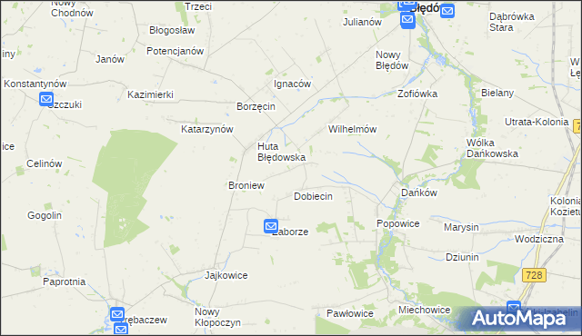 mapa Pelinów gmina Błędów, Pelinów gmina Błędów na mapie Targeo