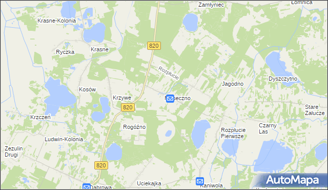 mapa Piaseczno gmina Ludwin, Piaseczno gmina Ludwin na mapie Targeo