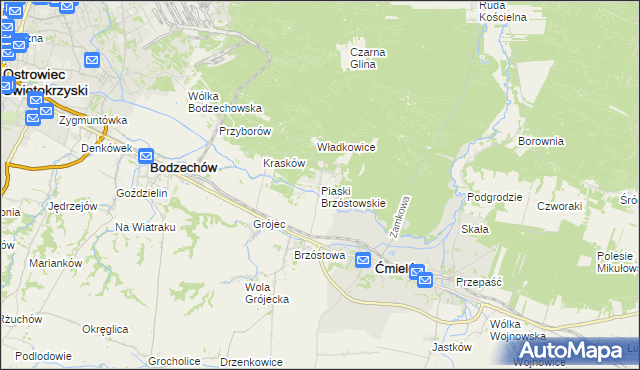 mapa Piaski Brzóstowskie, Piaski Brzóstowskie na mapie Targeo