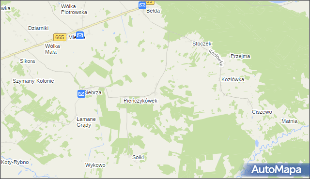 mapa Pieńczykowo, Pieńczykowo na mapie Targeo