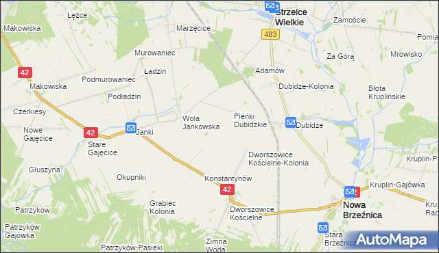 mapa Pieńki Dworszowskie, Pieńki Dworszowskie na mapie Targeo