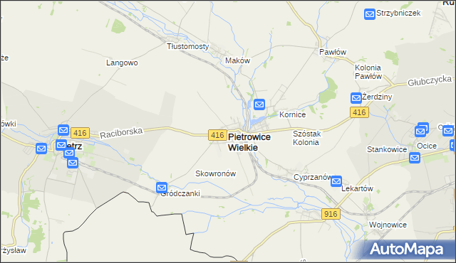 mapa Pietrowice Wielkie, Pietrowice Wielkie na mapie Targeo