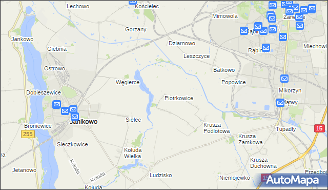 mapa Piotrkowice gmina Inowrocław, Piotrkowice gmina Inowrocław na mapie Targeo