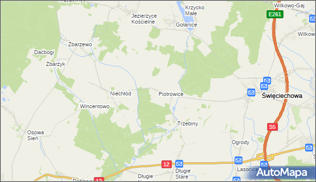 mapa Piotrowice gmina Święciechowa, Piotrowice gmina Święciechowa na mapie Targeo
