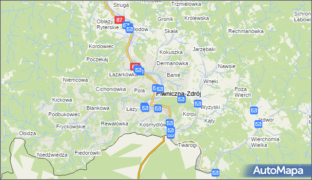 mapa Piwniczna-Zdrój, Piwniczna-Zdrój na mapie Targeo