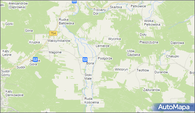 mapa Podgórze gmina Ćmielów, Podgórze gmina Ćmielów na mapie Targeo
