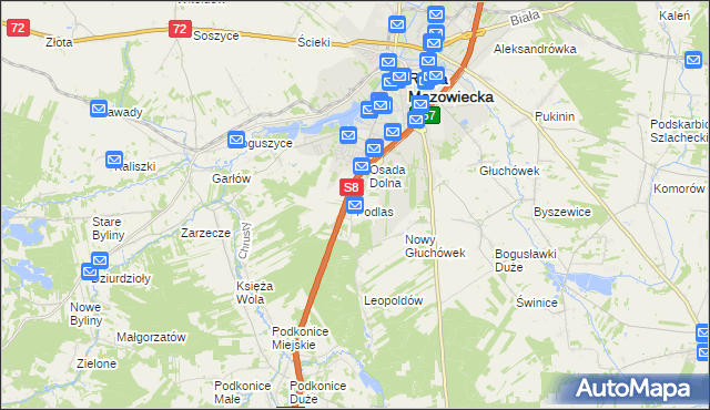 mapa Podlas gmina Rawa Mazowiecka, Podlas gmina Rawa Mazowiecka na mapie Targeo