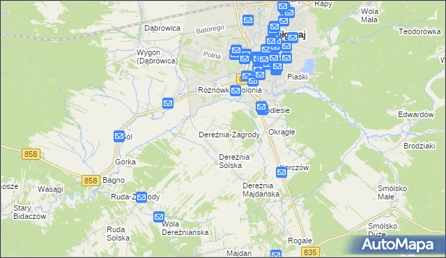 mapa Podlesie gmina Biłgoraj, Podlesie gmina Biłgoraj na mapie Targeo