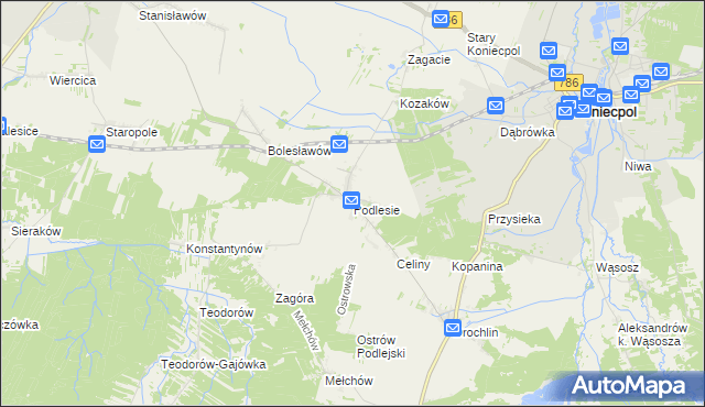 mapa Podlesie gmina Lelów, Podlesie gmina Lelów na mapie Targeo