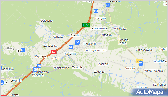 mapa Podzagnańszcze, Podzagnańszcze na mapie Targeo