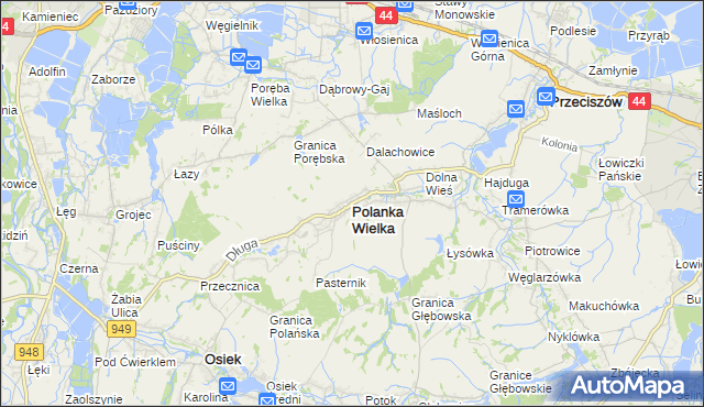 mapa Polanka Wielka, Polanka Wielka na mapie Targeo