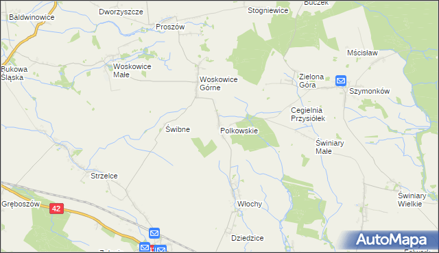 mapa Polkowskie, Polkowskie na mapie Targeo