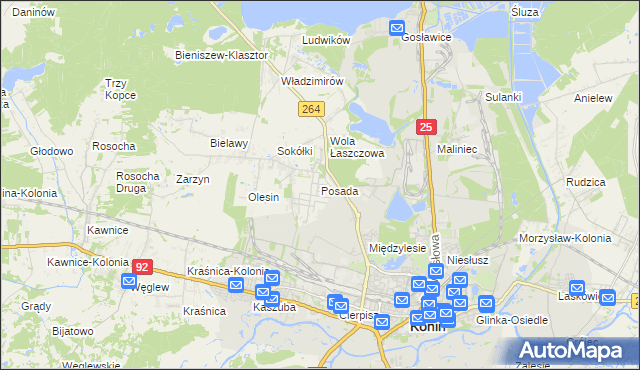 mapa Posada gmina Kazimierz Biskupi, Posada gmina Kazimierz Biskupi na mapie Targeo