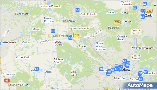 mapa Postęp, Postęp na mapie Targeo