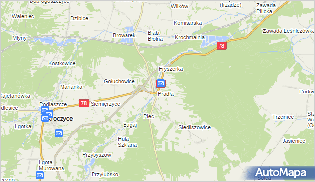 mapa Pradła, Pradła na mapie Targeo