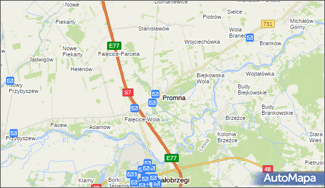 mapa Promna, Promna na mapie Targeo