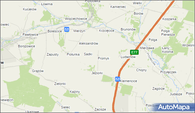 mapa Promyk, Promyk na mapie Targeo