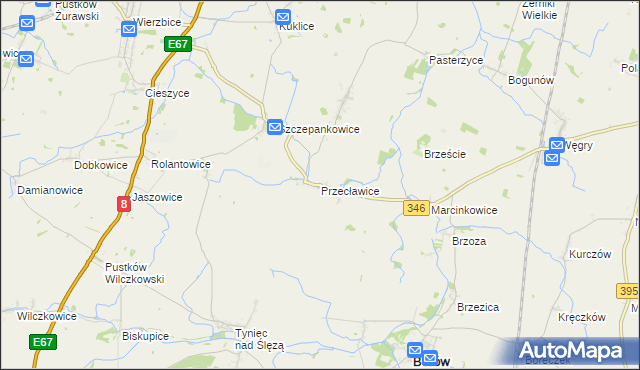 mapa Przecławice gmina Żórawina, Przecławice gmina Żórawina na mapie Targeo