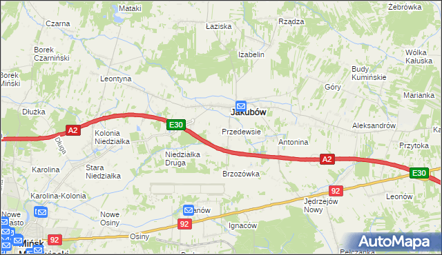 mapa Przedewsie gmina Jakubów, Przedewsie gmina Jakubów na mapie Targeo