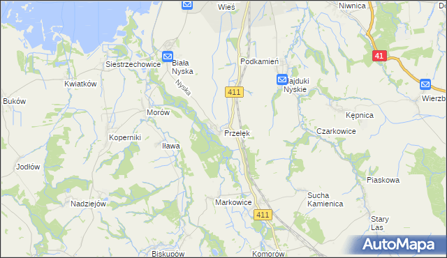 mapa Przełęk gmina Nysa, Przełęk gmina Nysa na mapie Targeo