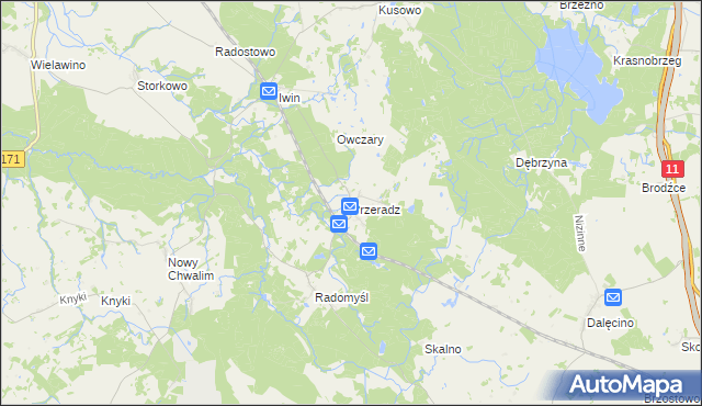 mapa Przeradz gmina Grzmiąca, Przeradz gmina Grzmiąca na mapie Targeo