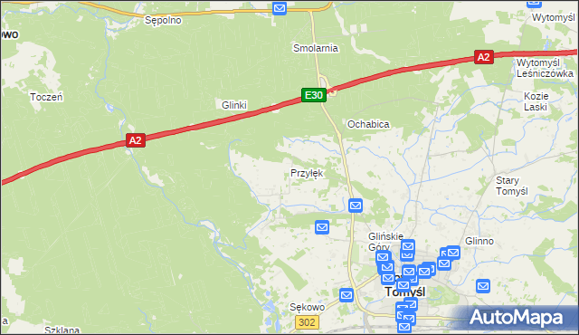 mapa Przyłęk gmina Nowy Tomyśl, Przyłęk gmina Nowy Tomyśl na mapie Targeo