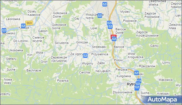 mapa Przysietnica gmina Stary Sącz, Przysietnica gmina Stary Sącz na mapie Targeo