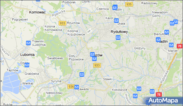 mapa Pszów, Pszów na mapie Targeo