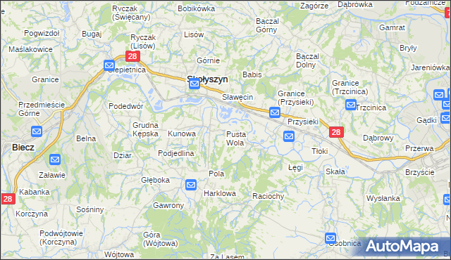 mapa Pusta Wola, Pusta Wola na mapie Targeo