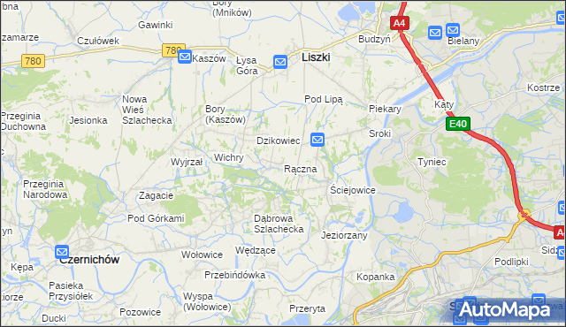 mapa Rączna, Rączna na mapie Targeo