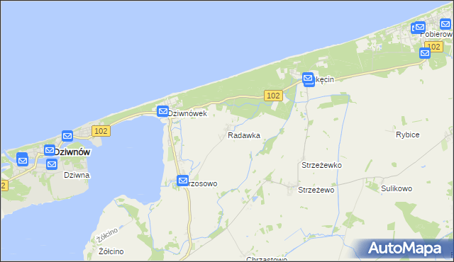 mapa Radawka, Radawka na mapie Targeo