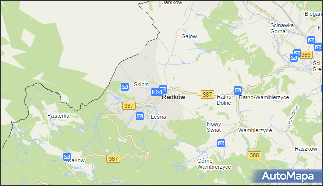 mapa Radków powiat kłodzki, Radków powiat kłodzki na mapie Targeo
