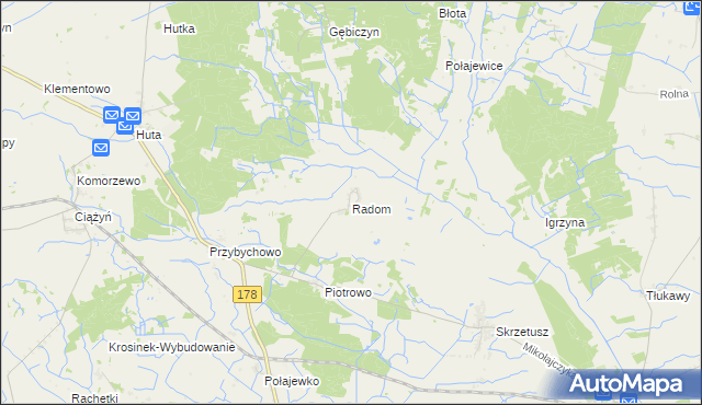 mapa Radom gmina Ryczywół, Radom gmina Ryczywół na mapie Targeo