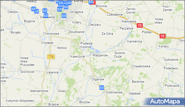 mapa Radzanów gmina Busko-Zdrój, Radzanów gmina Busko-Zdrój na mapie Targeo